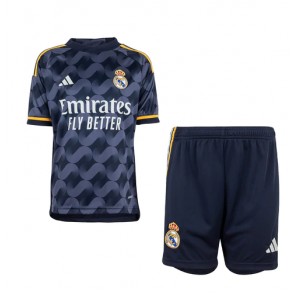 Real Madrid kläder Barn 2023-24 Bortatröja Kortärmad (+ korta byxor)